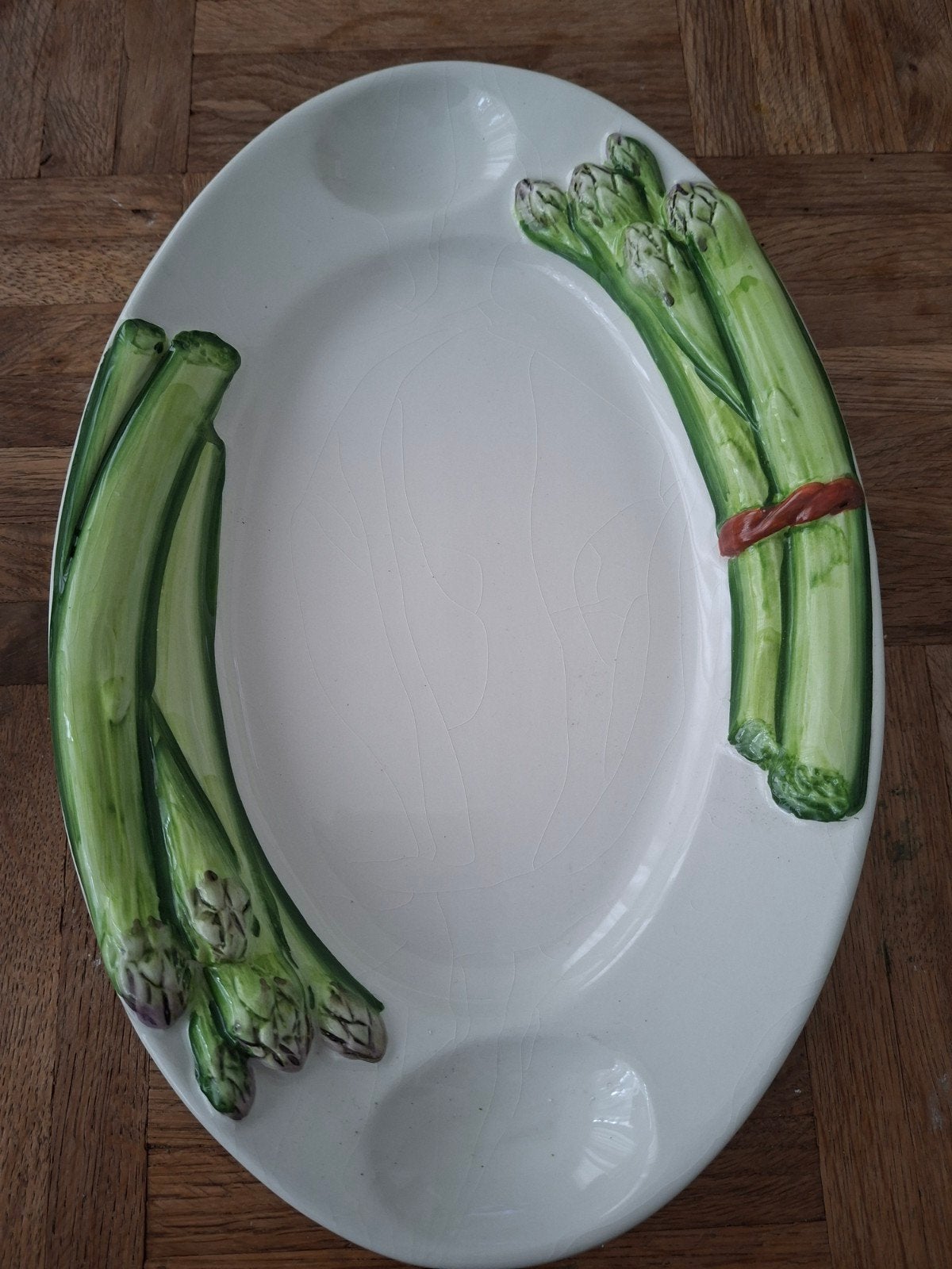 Vintage Italiaanse Bassano Keramiek Aspergeschaal - Handmade, Ophalen, Keramiek, Overige stijlen, Schaal of Schalen