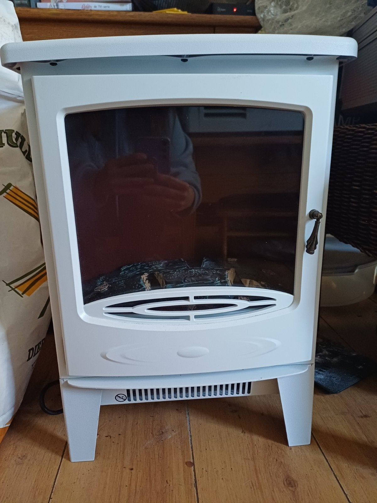Sfeerhaard met verwarming (verlichting defect), Ophalen of Verzenden, Gebruikt, Vrijstaande haard, Elektrische haard