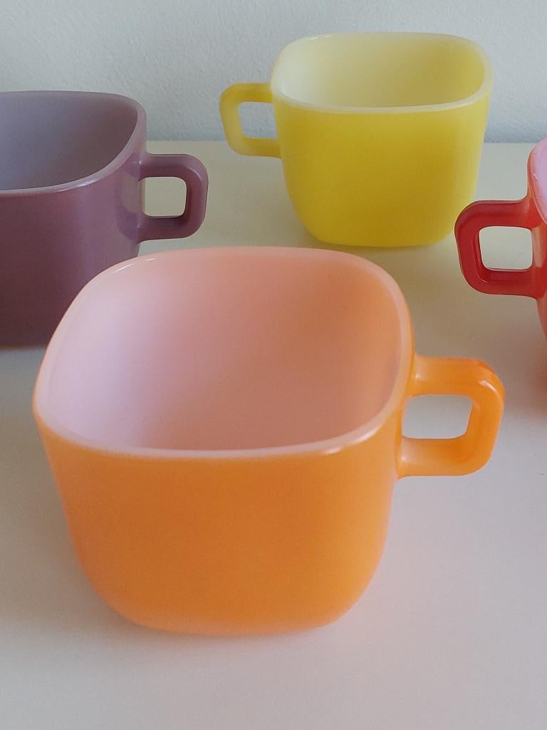 Arcopal France kommen Opale 4 x oranje rood geel paars soep, Ophalen, Kom(men), Overige stijlen, Glas