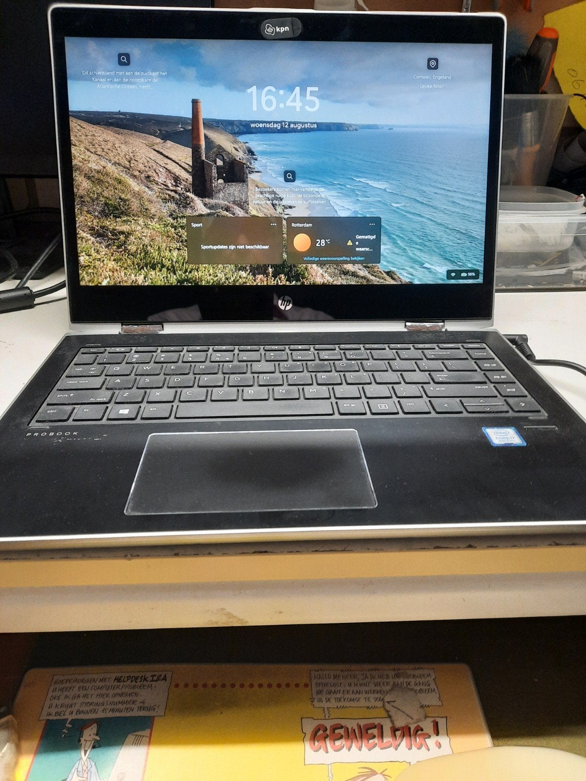 hp probook met 8e gen i7 proccesor, 16 gb geheugen,, 256 GB, 2 tot 3 Ghz, Qwerty, Refurbished