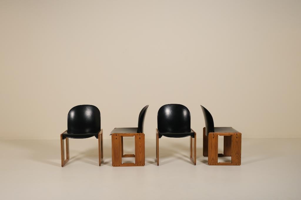 Dialogo Stoelen van Afra & Tobia Scarpa voor B&B Italia, Ophalen, Zwart, Vier, Leer