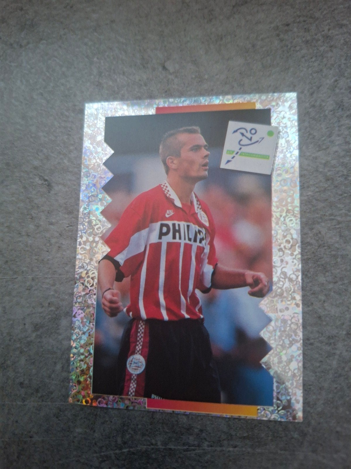 Panini sticker Voetbal 96. Actiefoto Phillip Cocu PSV, Ophalen of Verzenden, Zo goed als nieuw, Sticker