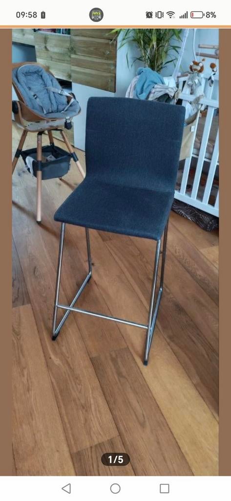 2 x Ikea barkruk Volfgang grijs/zwart, Ophalen, Gebruikt, 60 tot 90 cm, Metaal