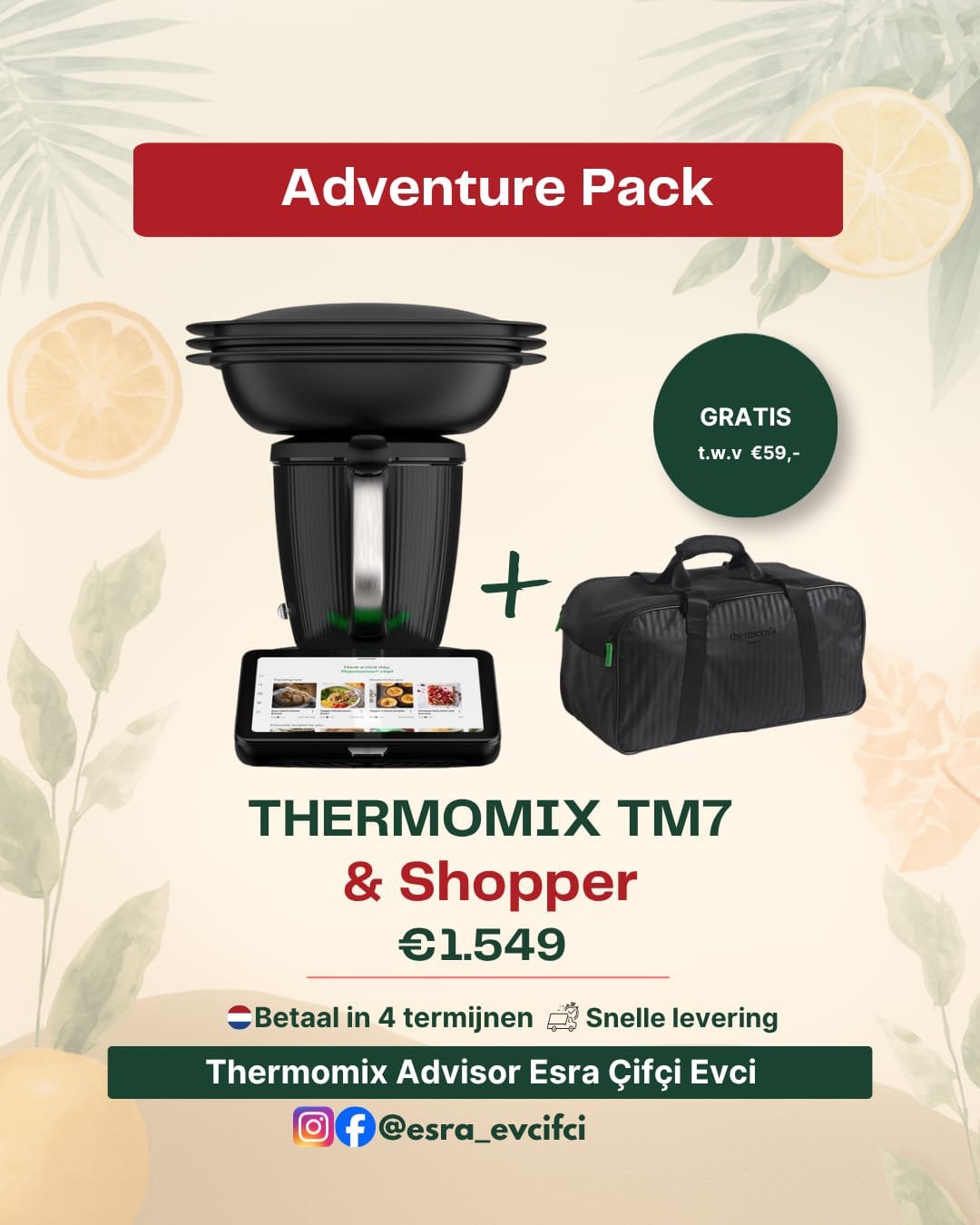 Thermomix TM7 + GRATIS Shopper (reistas)!, Verzenden, Nieuw, 3 snelheden of meer, 2 tot 3 liter