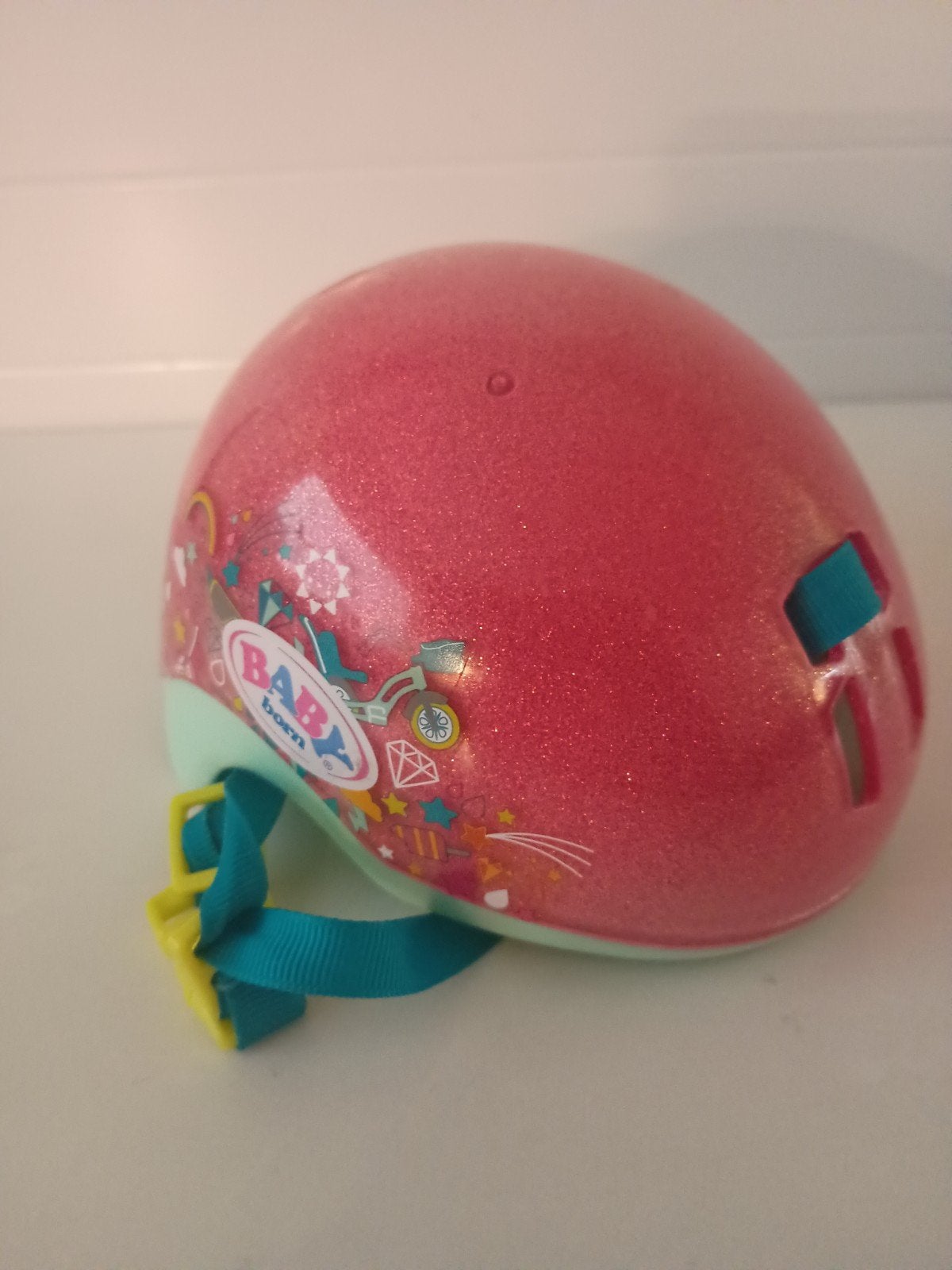 BABY born poppenfietshelm roze met glitter, Kinderen en Baby's, Ophalen, Zo goed als nieuw, Babypop