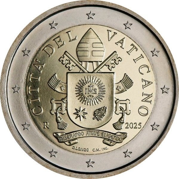 2 euro Vaticaan 2025 Wapen Franciscus, Postzegels en Munten, Ophalen of Verzenden, Vaticaanstad, 2 euro, Losse munt