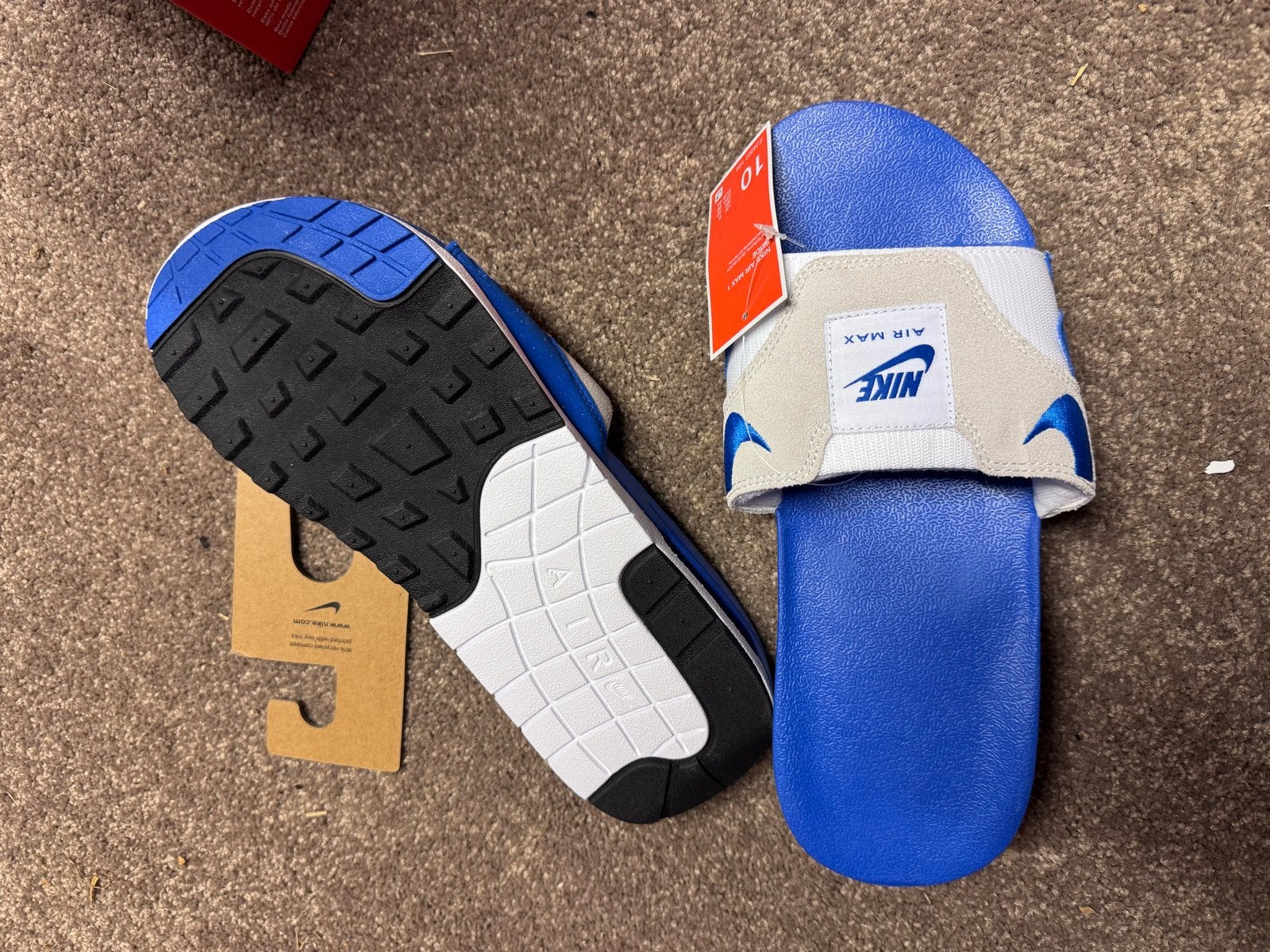Nike Air Max 1 Slides Nieuw Maat 44 (US 10) - Ruilen, Kleding | Heren, Schoenen, Ophalen of Verzenden, Nieuw, Blauw, Slippers