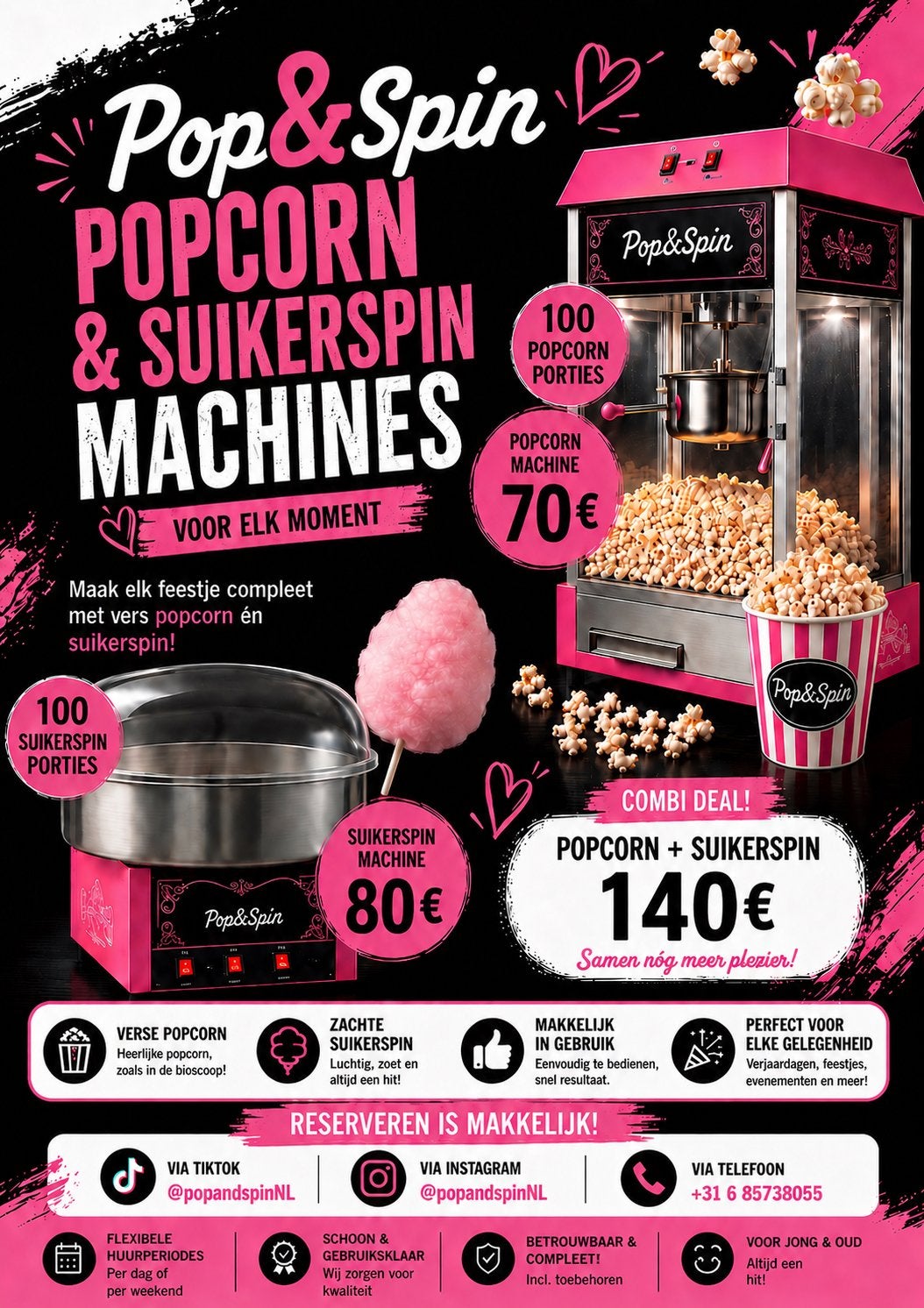 HENDI Popcornmachine en suikerspinmachine te huur!, Ophalen of Verzenden, Zo goed als nieuw, Overige