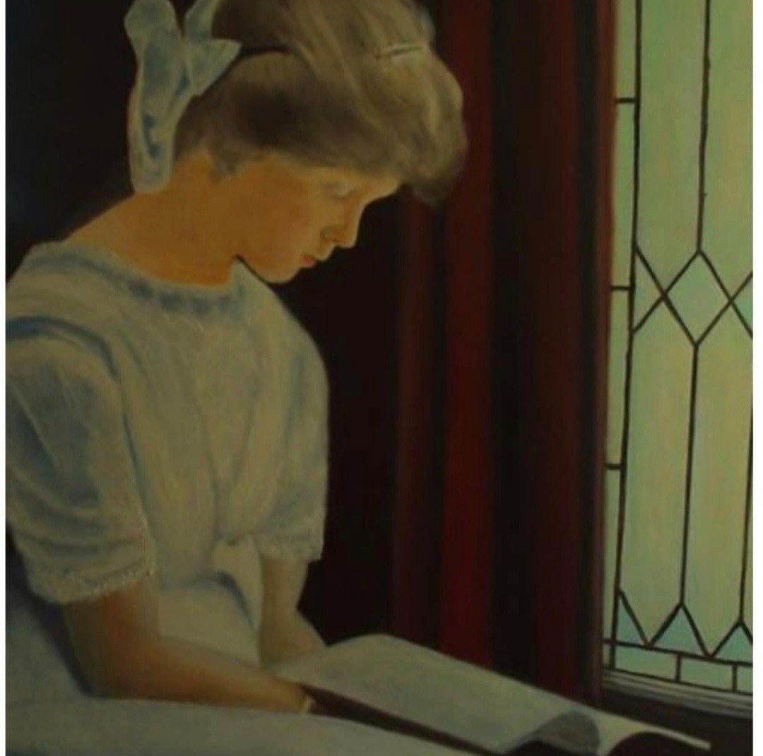 Schilderij lezende vrouw, Ophalen of Verzenden
