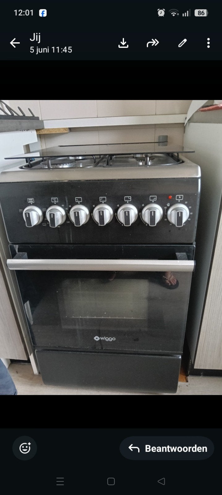 Gasfornuis met oven smal model., Ophalen, Gebruikt, 4 kookzones, Gas