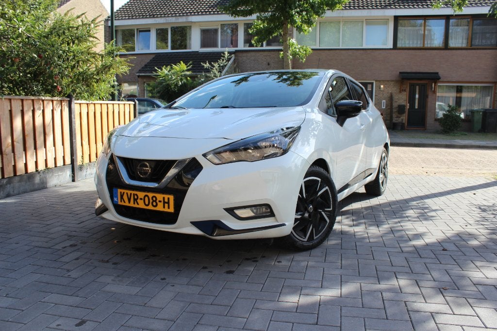 Nissan Micra N-design 2021, 1.0, nieuwe APK, Auto's, Stof, Wit, 3 cilinders, Hatchback