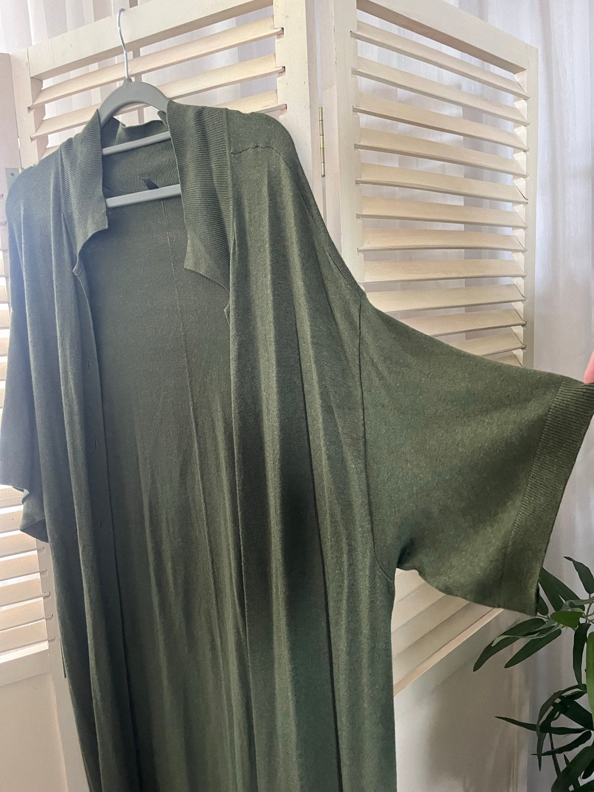 Hema Lange Groene Cardigan Maat M, Ophalen, Zo goed als nieuw, Maat 38/40 (M), Groen
