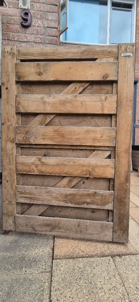 tuinhek-poort-bergingdeur van hillhout. €40,00, Ophalen, Gebruikt, Minder dan 100 cm, Looppoort