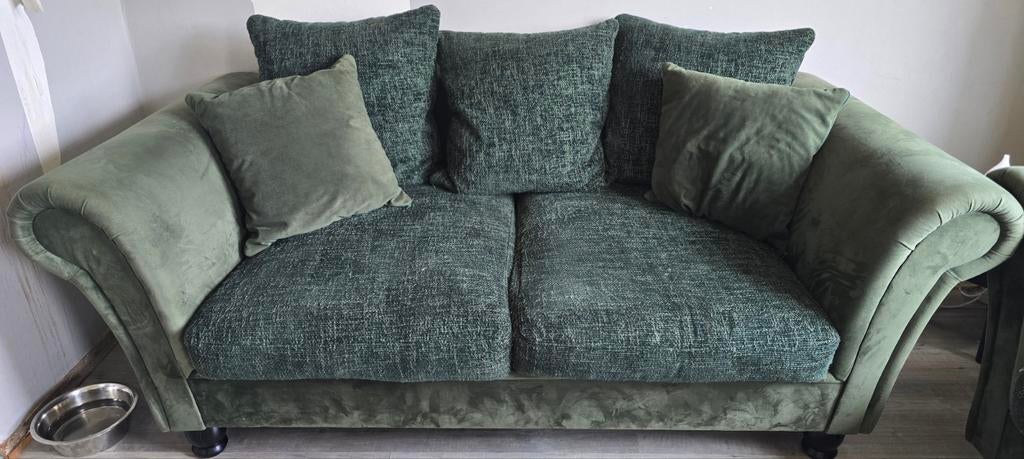 Kasteelbank set: 2-zitsbank, fauteuil en poef, Gebruikt, Tweepersoons, 75 tot 100 cm, Ophalen of Verzenden