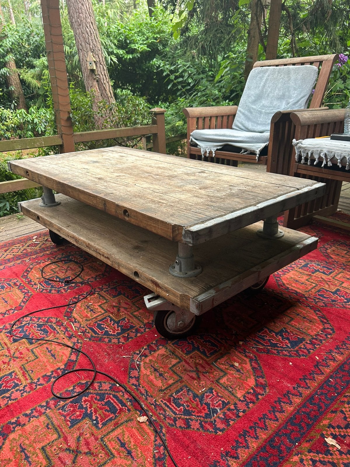 Binnen /buiten salontafel, Ophalen, 100 tot 150 cm, 50 tot 100 cm, Zo goed als nieuw