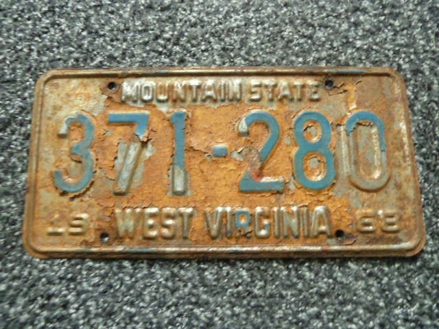Kentekenplaat licenseplate West Virginia 1968 USA, Verzenden, Gebruikt, Auto's
