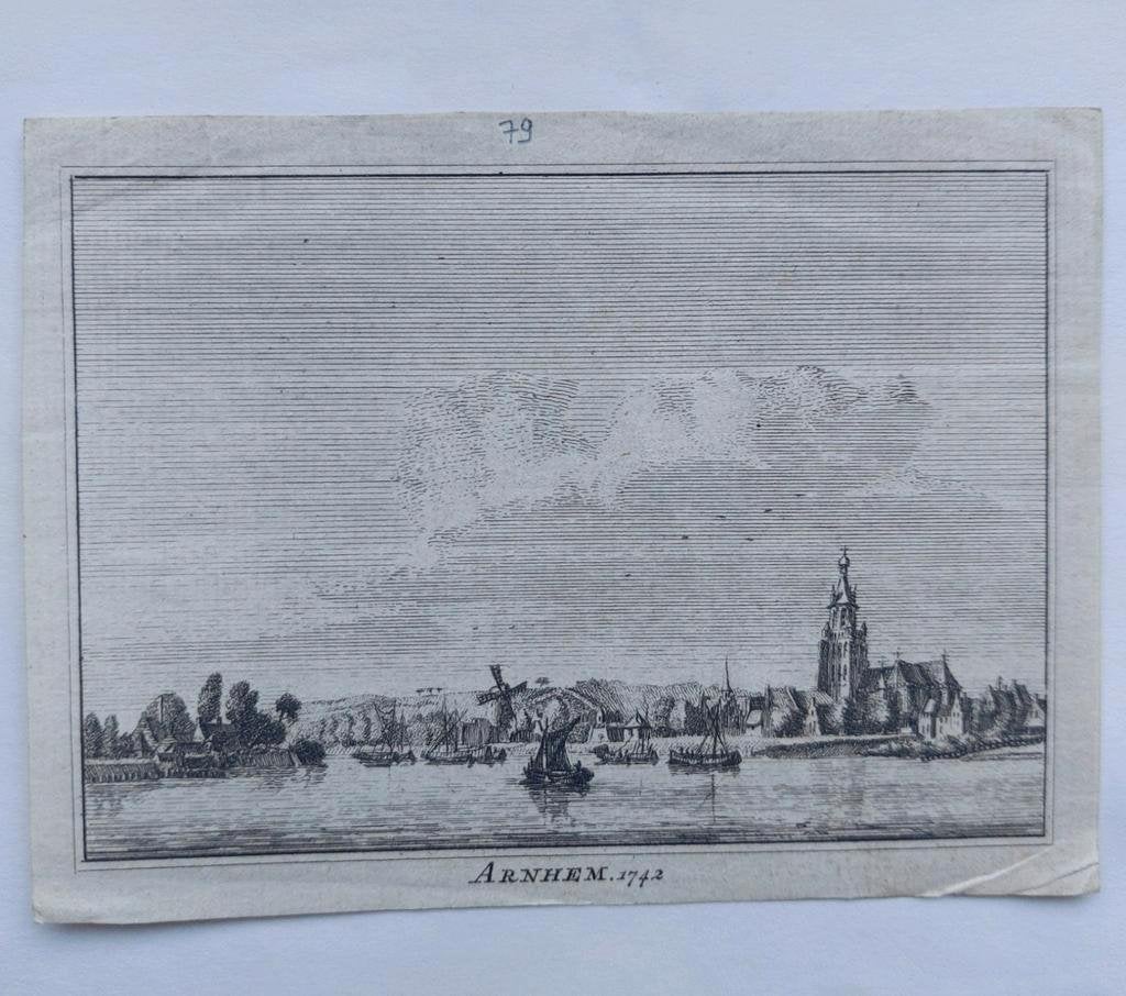 79 / Stad Arnhem in 1742  Gravure van H. Spilman, Ophalen of Verzenden