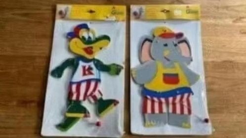 Twee houten trekpoppen/figuren : krokodil en olifant (32cm), Ophalen of Verzenden, Nieuw, Overige typen