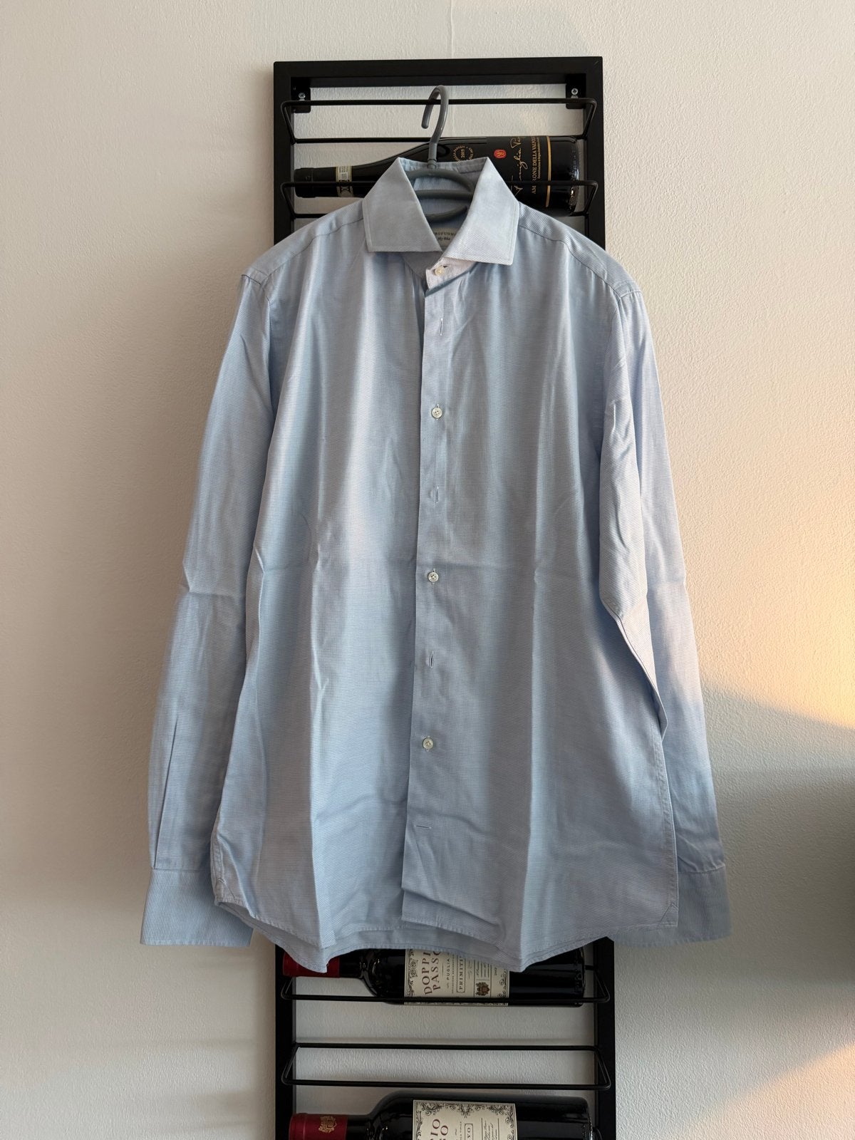 Profuomo Sky Blue Slim Fit overhemd, maat 39, Kleding | Heren, Ophalen of Verzenden, Gedragen, Blauw, Halswijdte 39/40 (M)