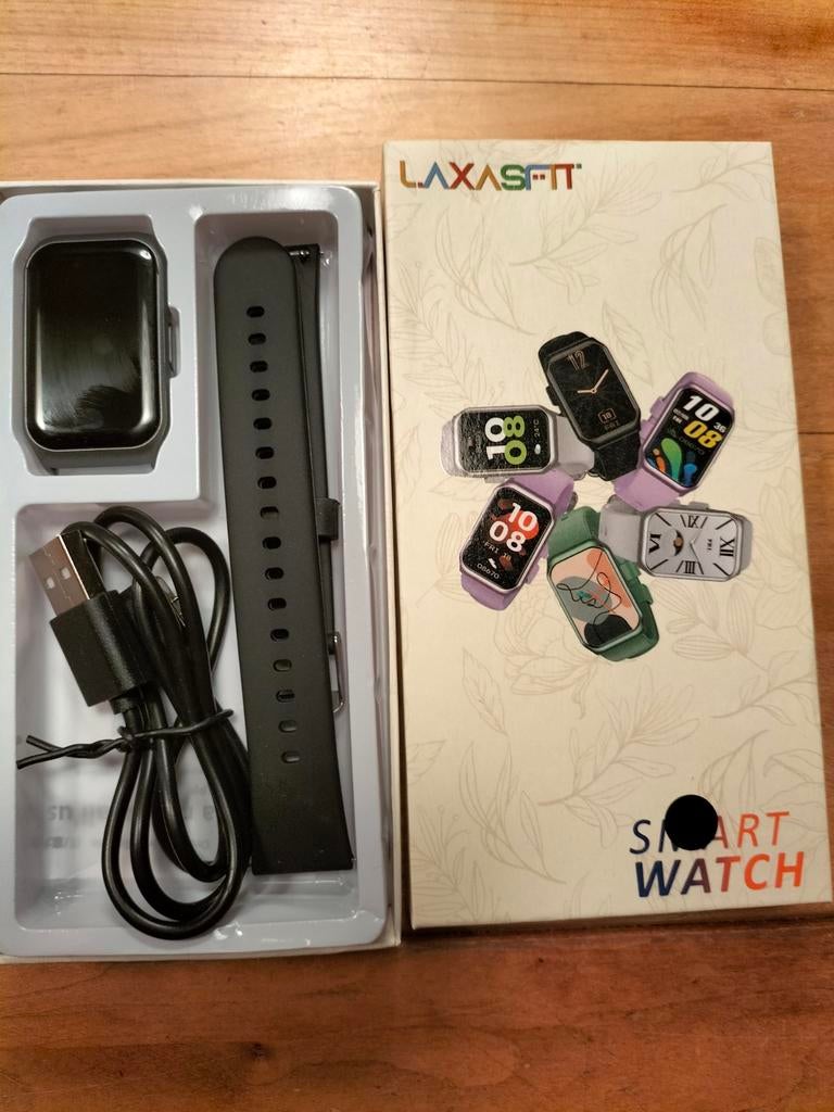 Laxasfit Smartwatch - Nieuwstaat!, Zwart, Laxasfit, Ophalen of Verzenden, Zo goed als nieuw