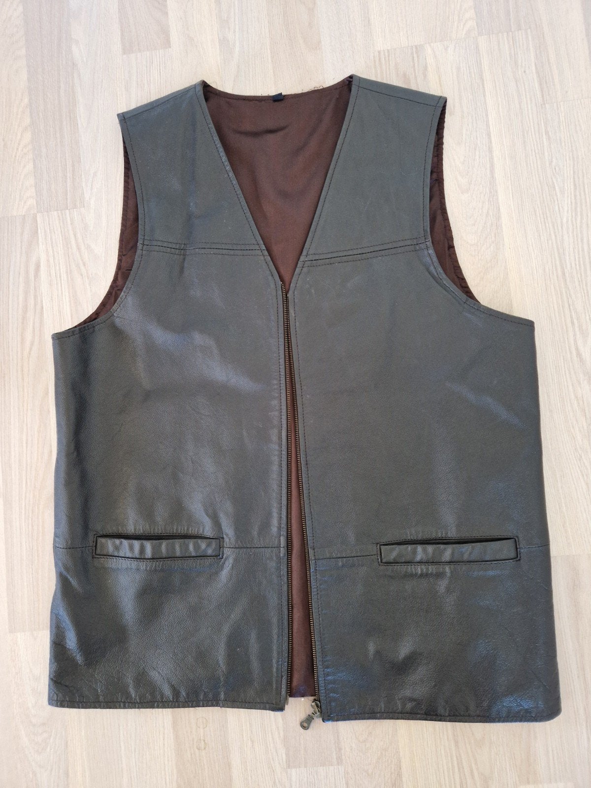 Heren leren Gilet maat XL, Ophalen, Bruin