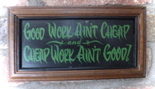 Handgeschilderd tekstbord / tattoo / mancave / Good Work, Tekstbord, Ingelijst, 14 cm, Nieuw