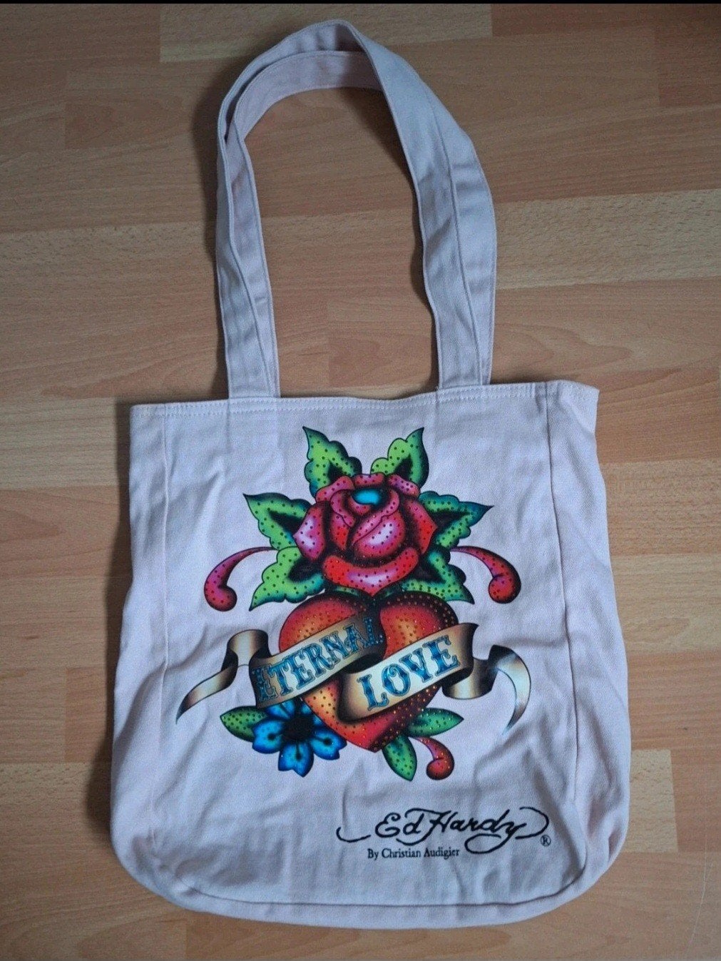Lichtroze Ed Hardy tas - 35x35 cm, Ophalen of Verzenden, Gebruikt, Roze, Shopper