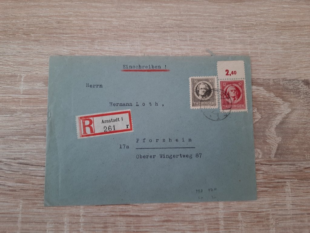 Duitsland - Thuringen brief, Postzegels en Munten, Verzenden, Overige periodes, Gestempeld