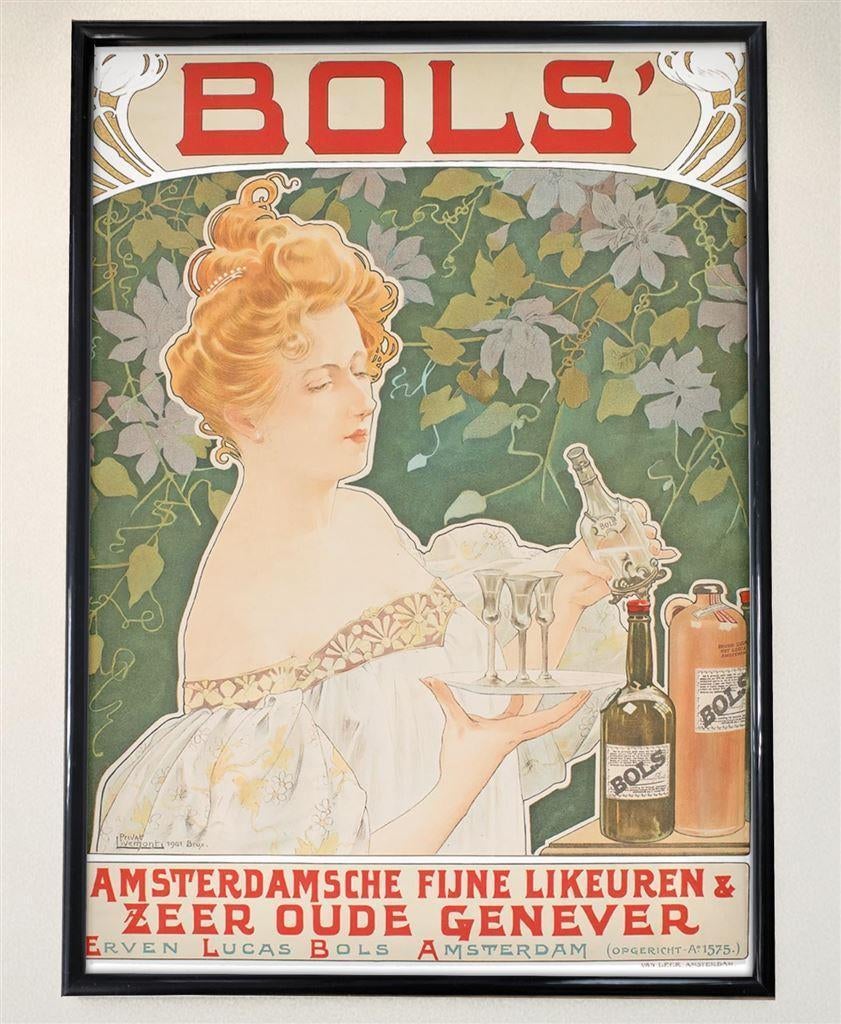 BOLS JENENVER LIVEMONT Jugendstil Poster Print in lijst, Verzenden, Nieuw, A1 t/m A3, Film en Tv