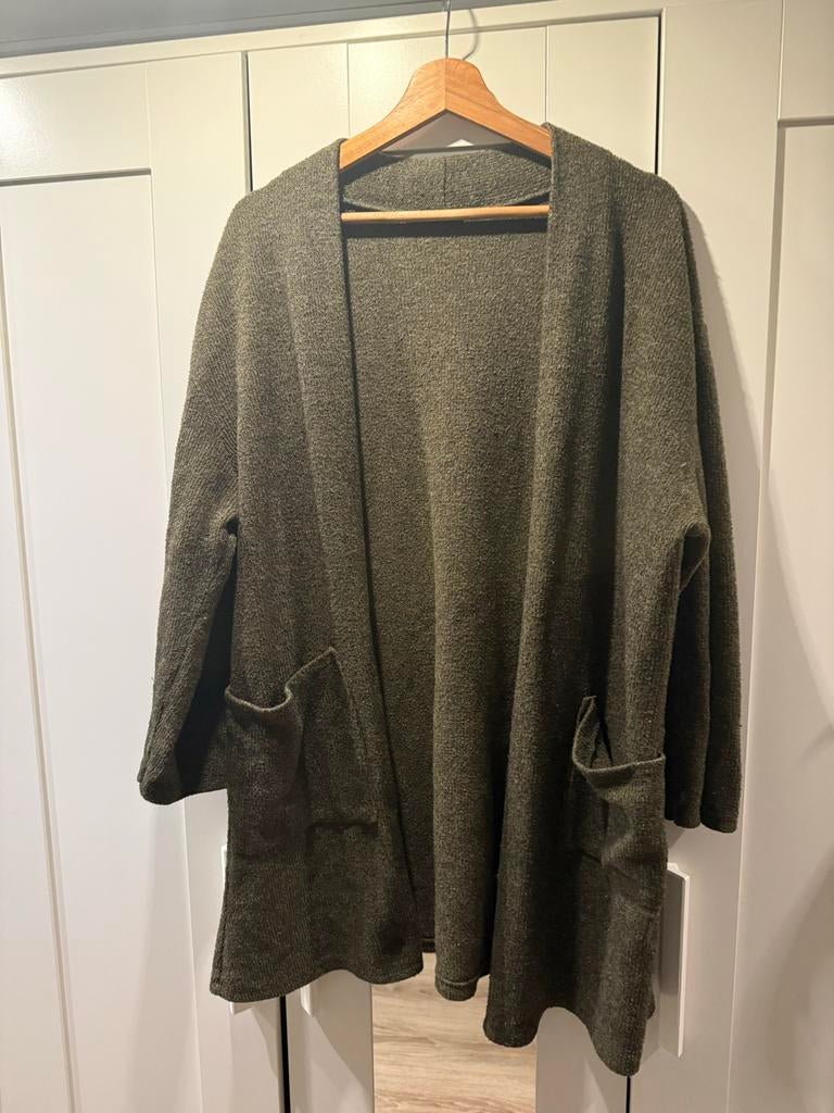 Khaki vest met zakken - polyester/wol mix - maat 46, Kleding | Dames, Truien en Vesten, Ophalen of Verzenden, Gedragen, Maat 46/48 (XL) of groter