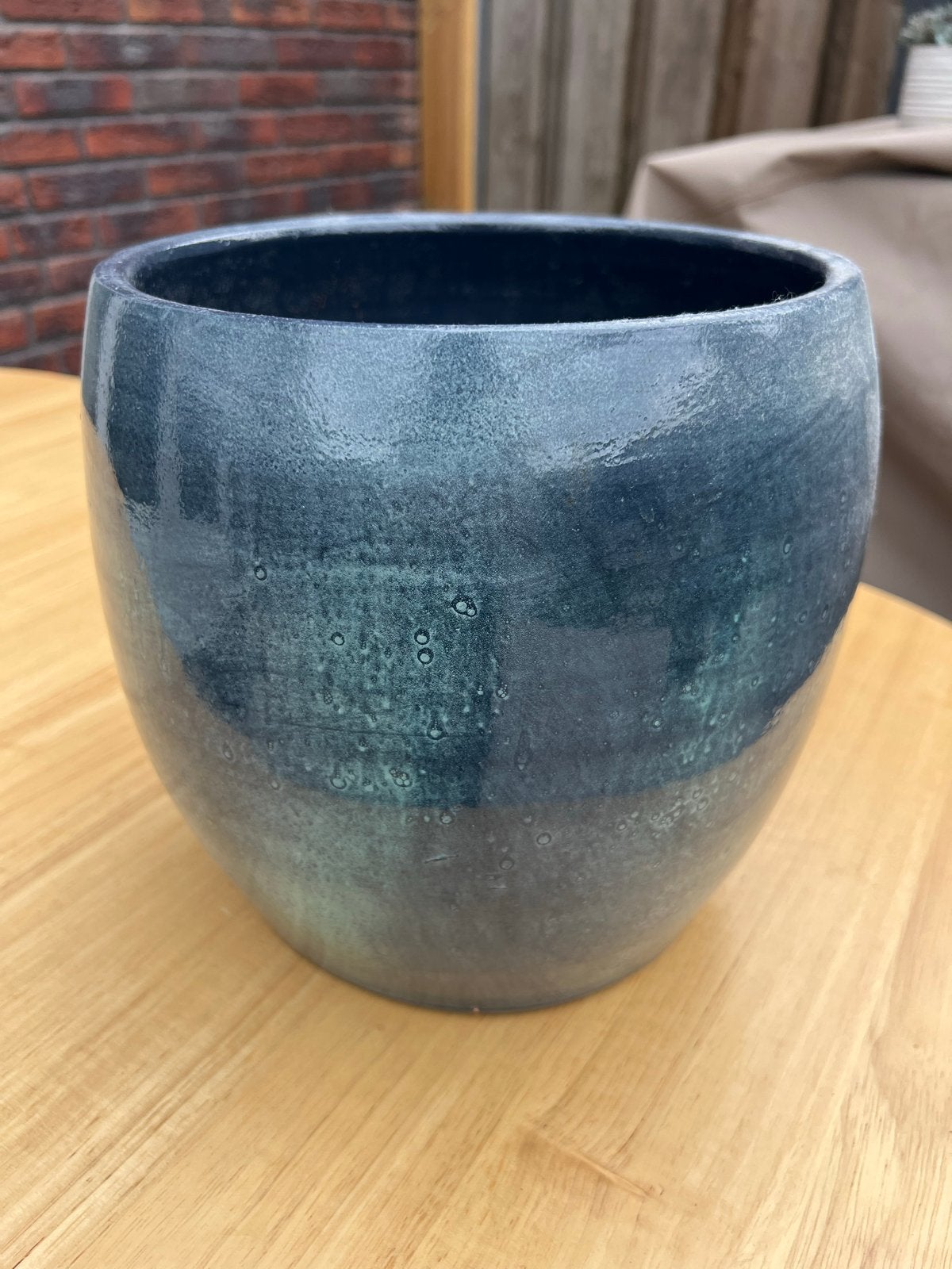 Mooie Intratuin bloempot, blauw/groen, zo goed als nieuw, Rond, Binnen, Zo goed als nieuw, Minder dan 40 cm