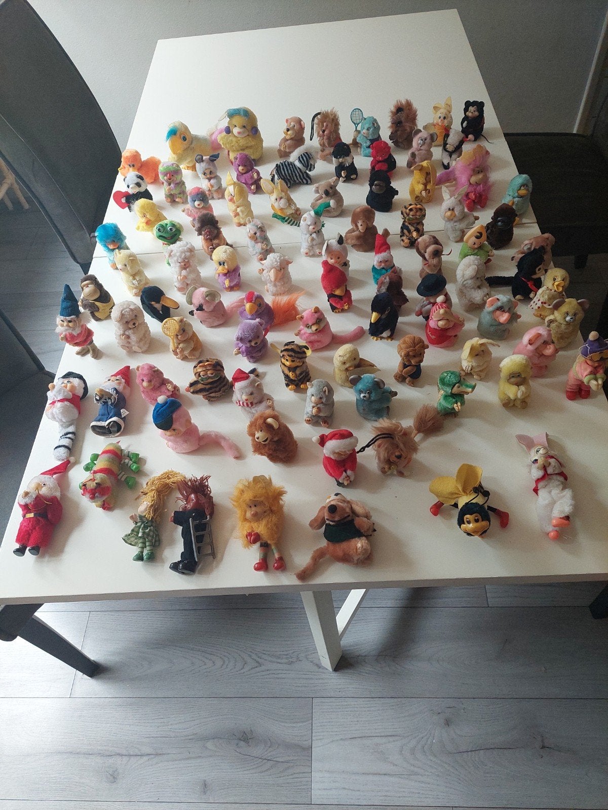 Unieke collectie van 92 vintage knijppoppetjes,  jaren  70, Ophalen of Verzenden