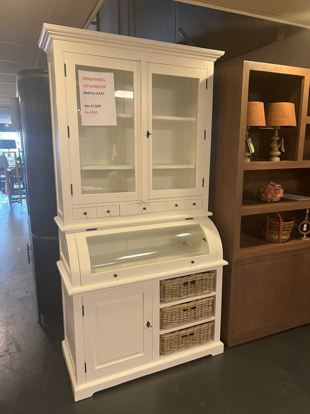 Landelijke kast €500 met mandjes, Ophalen, 100 tot 150 cm, Zo goed als nieuw, 150 tot 200 cm