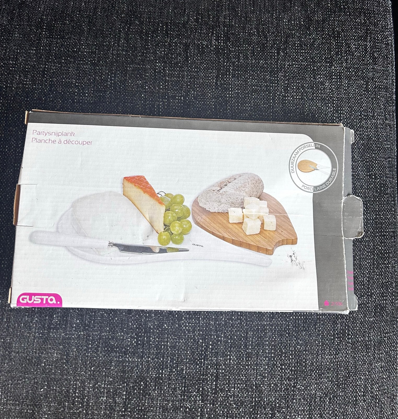 Gusta Partysnijplank / kaasplank 3-delig porselein/bamboe, Hout, Snij-/serveerplank, Nieuw, Gusta