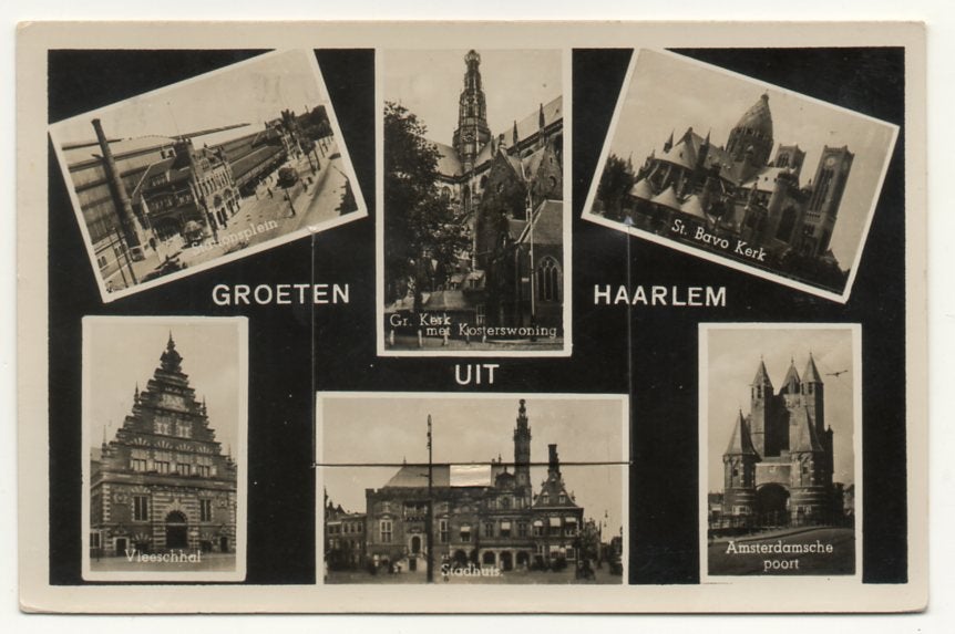 Leporello klepjeskaart Groeten uit Haarlem 1951, Verzamelen, Ophalen of Verzenden, 1940 tot 1960, Gelopen, Noord-Holland
