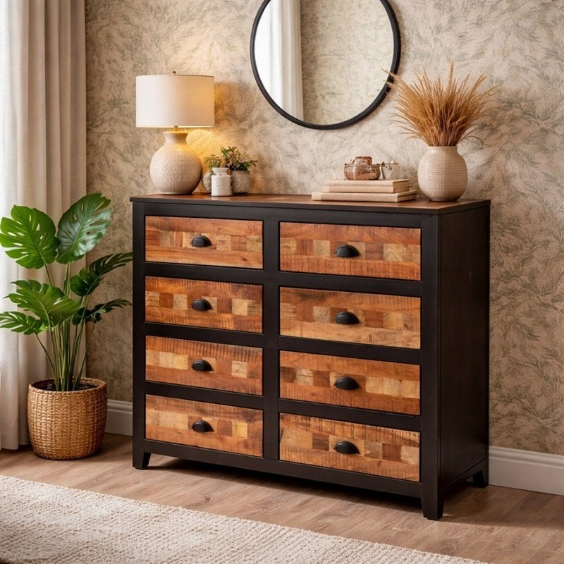 Vintage Look Houten Ladekast Retro Dressoir Industrieel, Overige houtsoorten, Info@dehanzeherten.nl, De Hanze Herten BV, 5 laden of meer