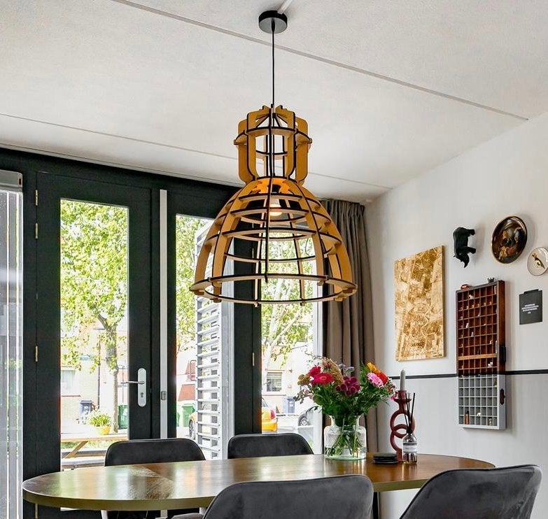 Lichtlab No.19 industriële lamp - zo goed als nieuw, Huis en Inrichting, Lampen | Hanglampen, Ophalen, Zo goed als nieuw, Hout