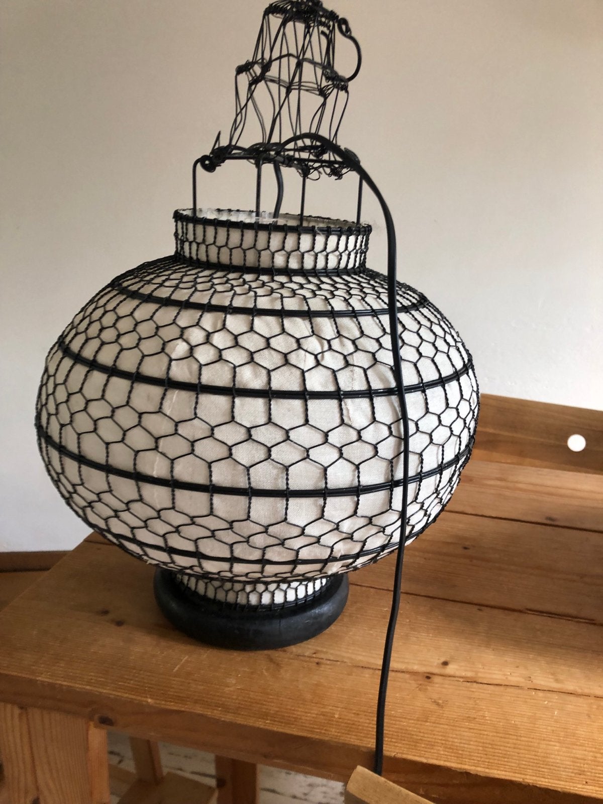Oosterse  chineze Ming lamp - Zwart Draadwerk & Stof, Ophalen of Verzenden, Gebruikt