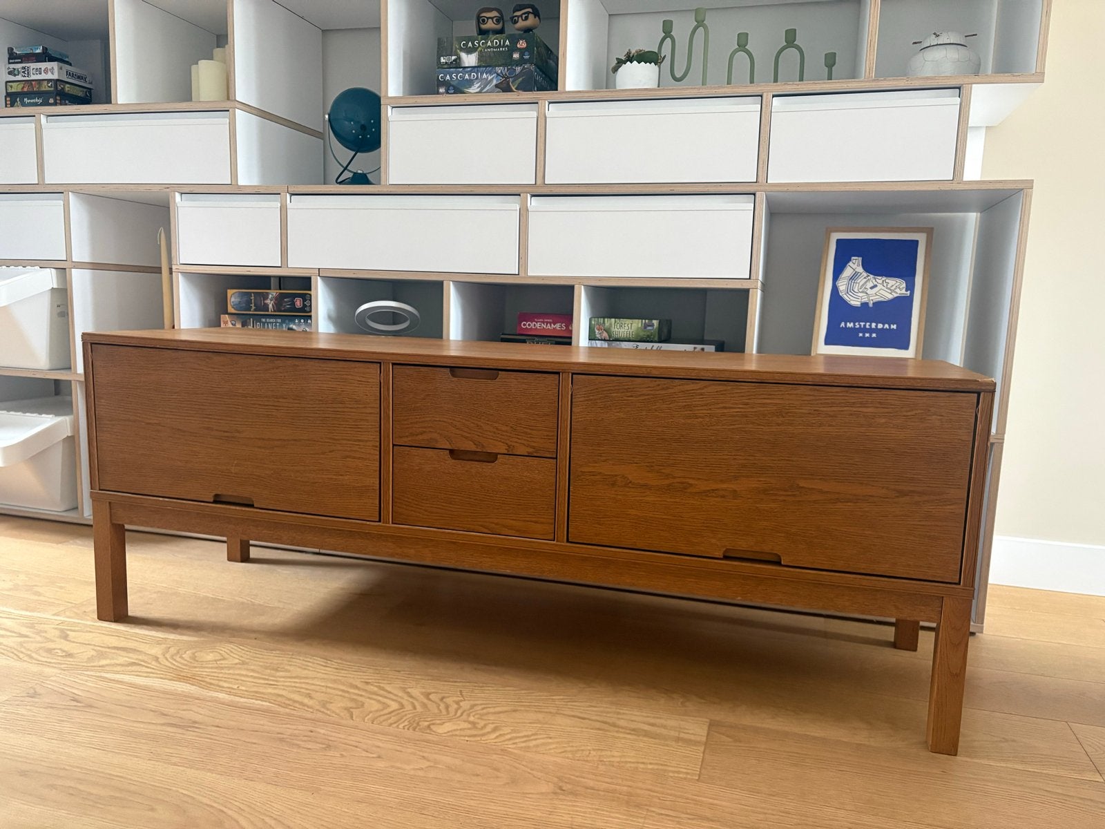 IKEA Stockholm Knut Marianne Hagberg tv meubel eiken fineer, Ophalen, Gebruikt, 150 tot 200 cm, Eikenhout