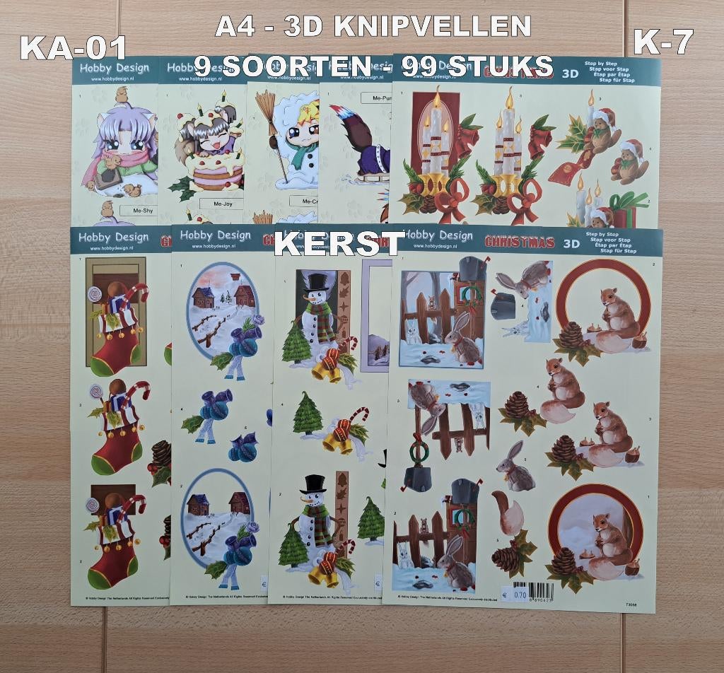 A4...3D KNIPVELLEN KERST 55 SOORTEN-358 VELLEN, Ophalen of Verzenden, Nieuw, Meerdere plaatjes