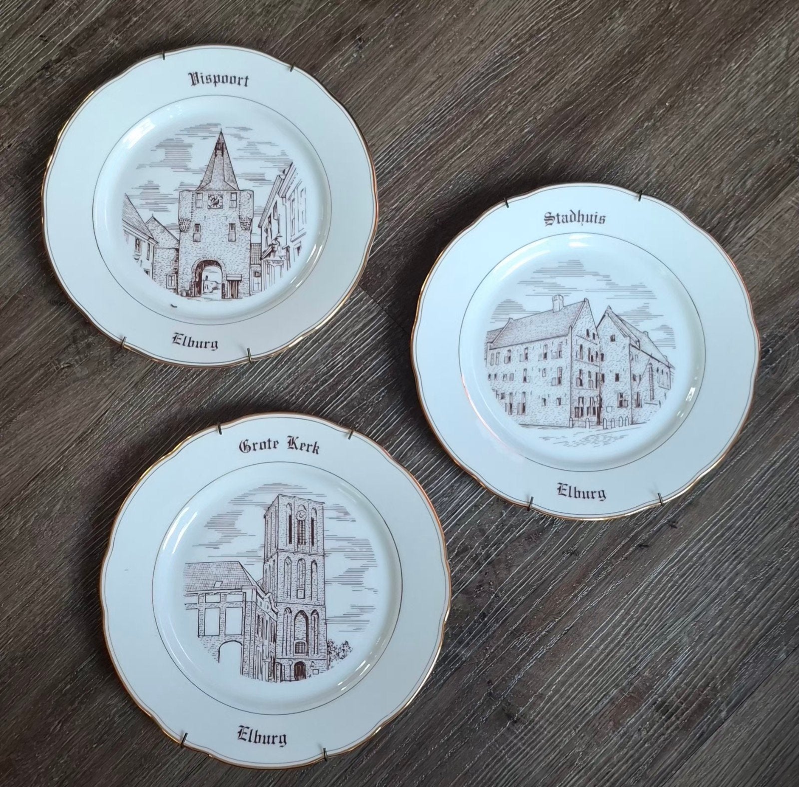 3 Bordjes met afbeeldingen uit Elburg, Antiek en Kunst, Antiek | Wandborden en Tegels, Ophalen of Verzenden