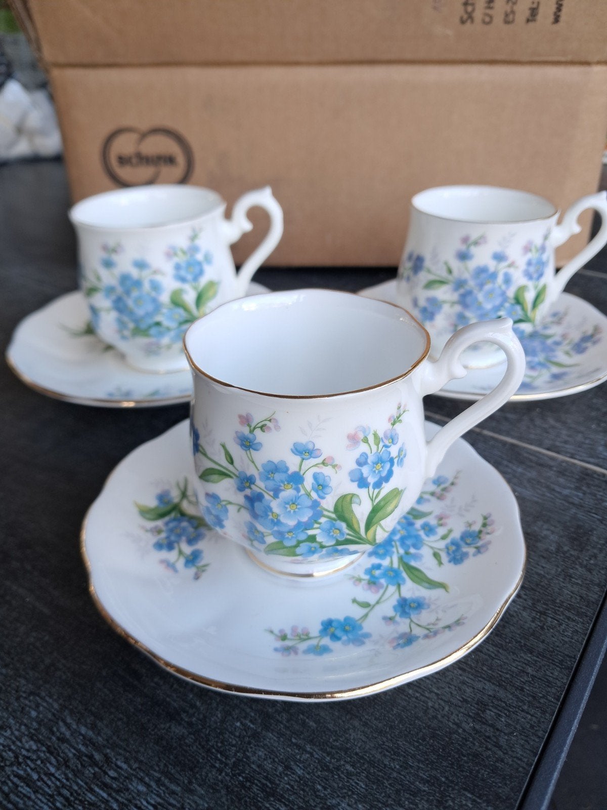 Royal Albert Forget Me Not Espresso Kopjes en Schotels, Ophalen of Verzenden
