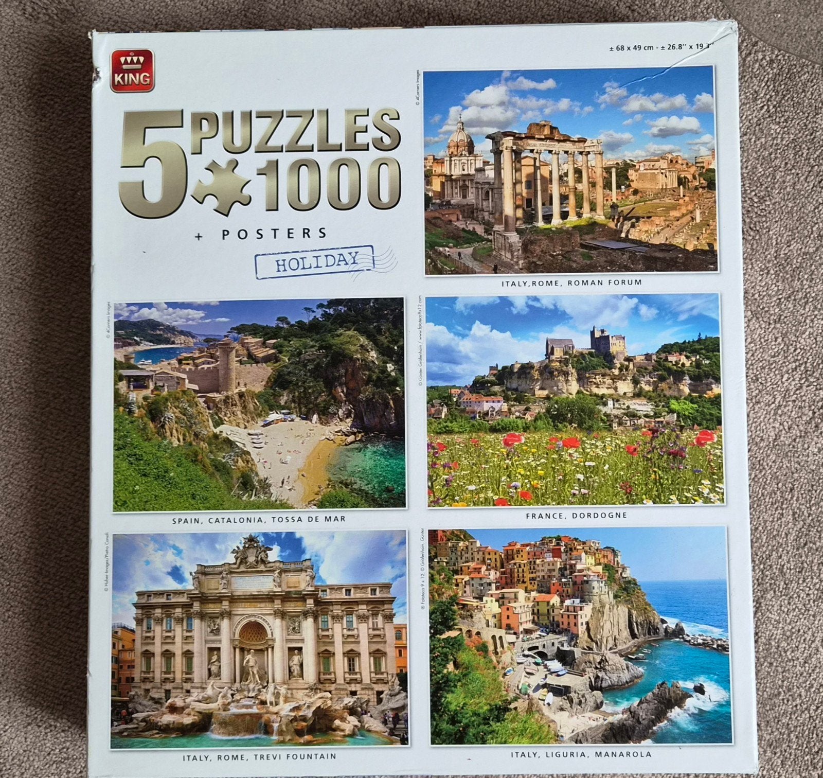 Doos met 5 puzzels, merk King, Ophalen, 500 t/m 1500 stukjes
