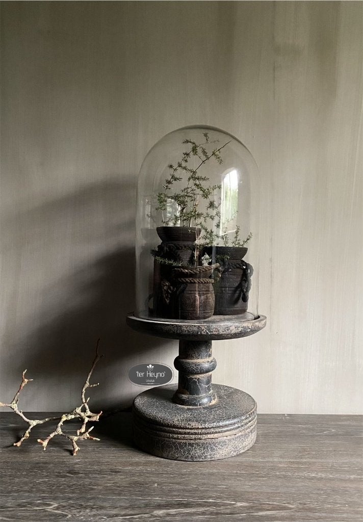 Stolp op oud houten voet L glazen hout glas stoer landelijk, Hout, Verzenden, Nieuw, Handgemaakt