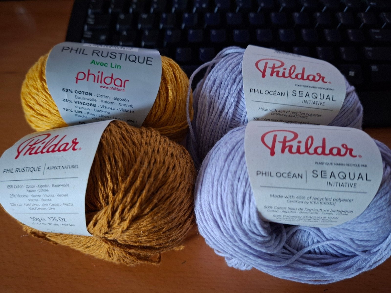 2x50 gr phildar rustique en 2x50 gr phildar océan, Phildar, Nieuw, Ophalen of Verzenden, Breien