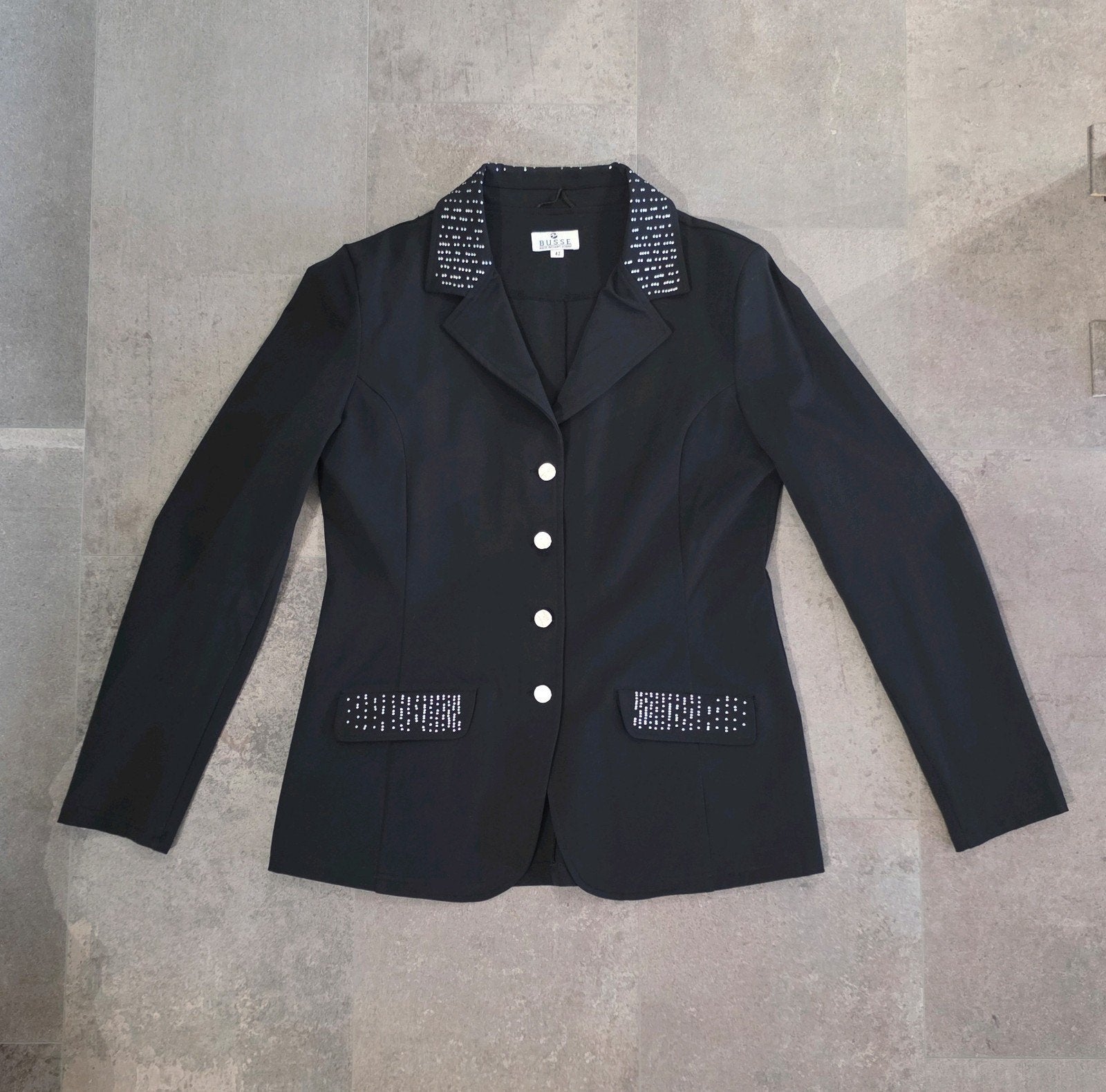 Busse dames softshell wedstrijd jasje jas zwart strass 42, Ophalen of Verzenden, Zo goed als nieuw, Dames, Bovenkleding