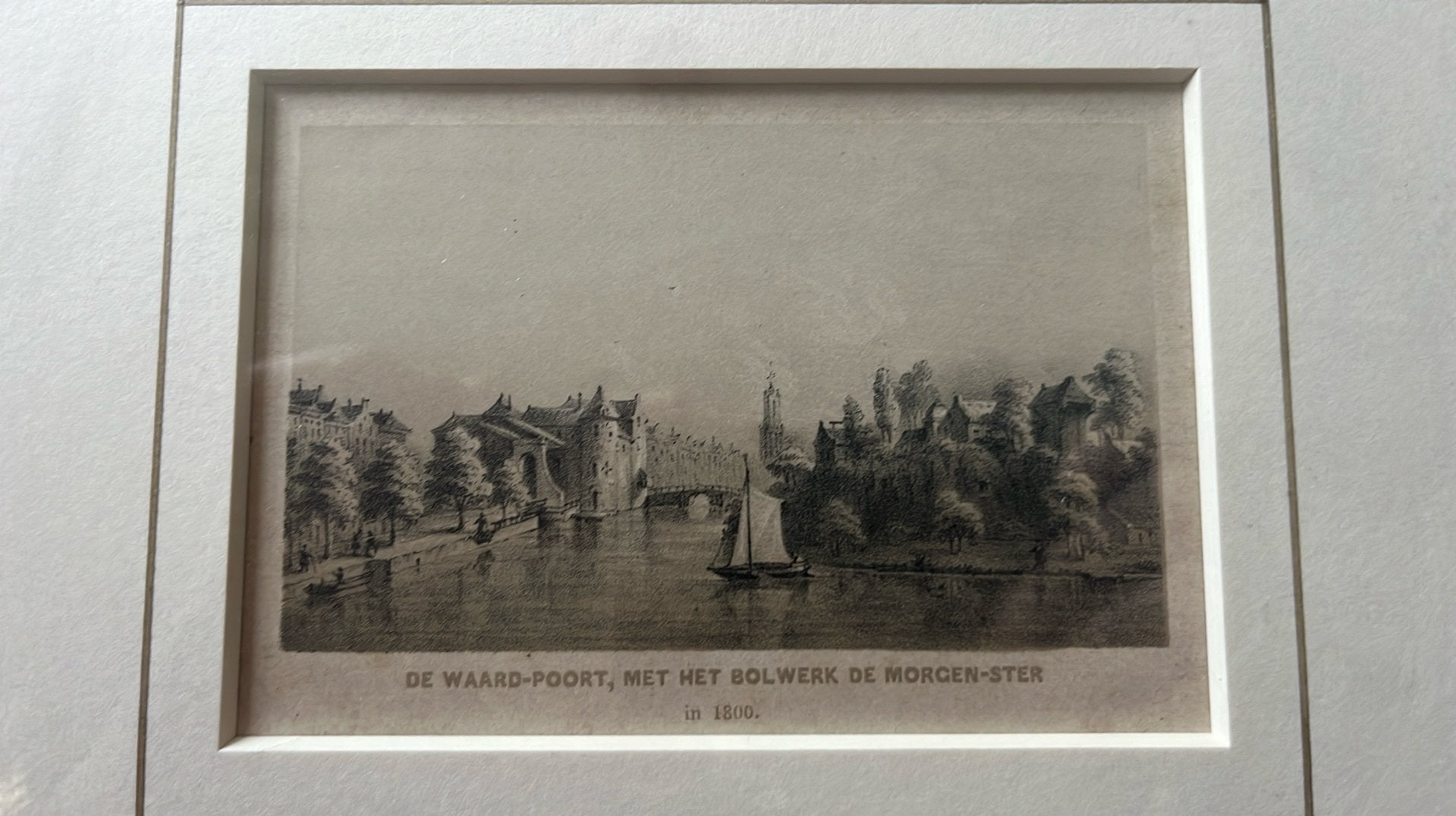 Weerdpoort en oude gracht 1860 Utrecht, Ophalen, 1800 - 1899, 24 cm, Ingelijst