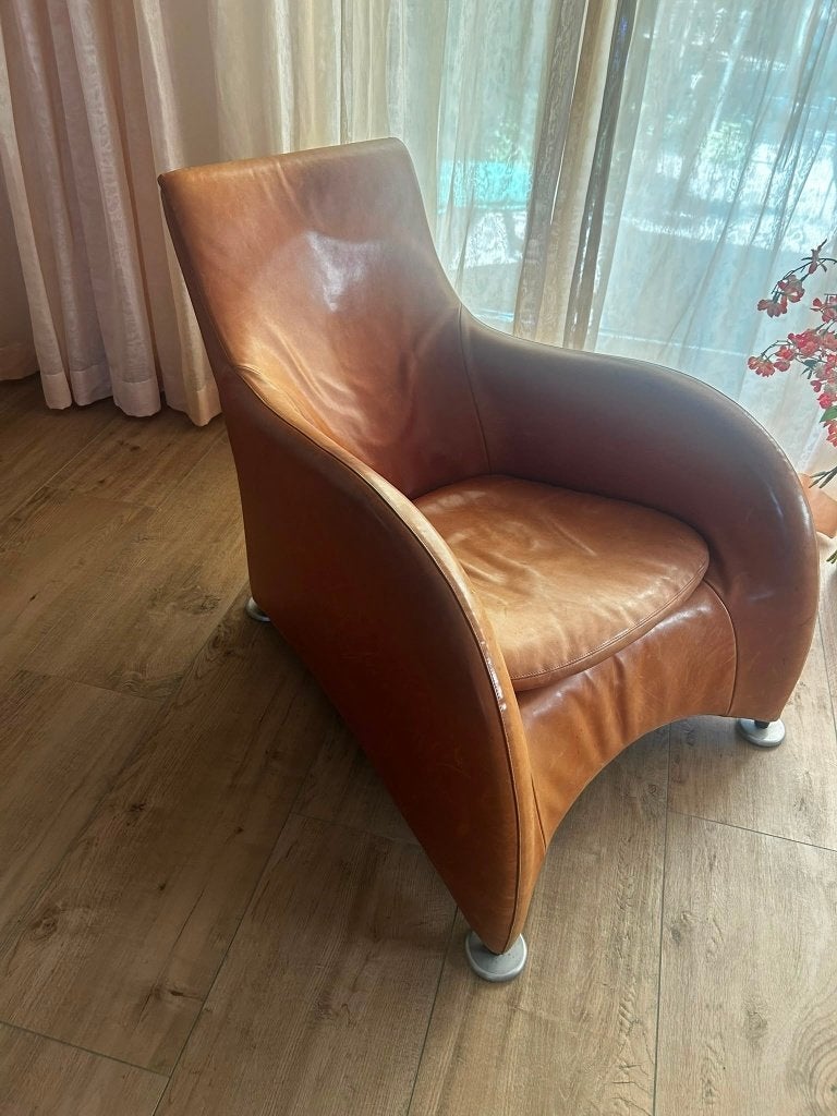 Montis Loge relaxstoel, Ophalen, Gebruikt, 100 tot 125 cm, Leer