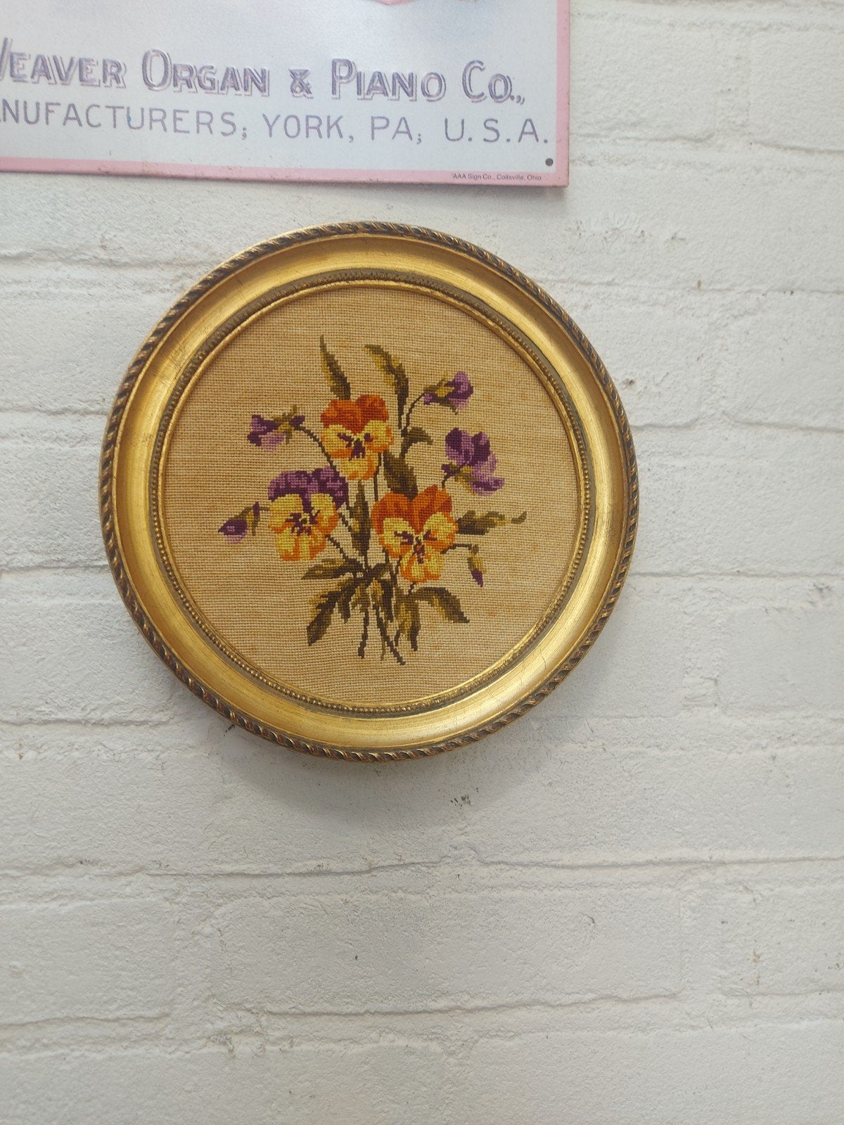 prachtig Brocante Bois-Doré lijst met geborduurde bloemen, Ophalen of Verzenden