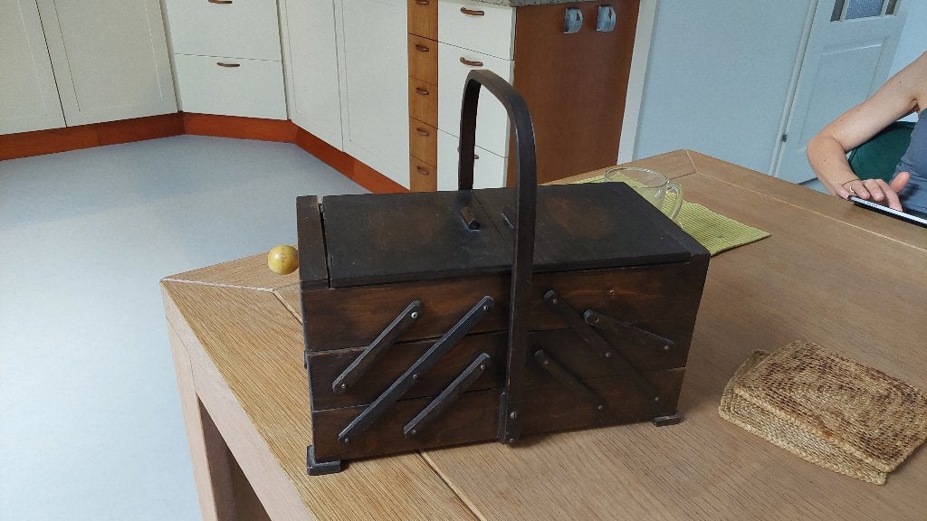 Antieke naaidoos, Overige materialen, Minder dan 50 cm, Gebruikt, Minder dan 50 cm